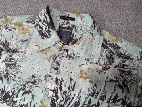 POINT ZERO Black Label Men's Floral Palm Hawaiian Aloha Linen Button Shirt - XL - Picture 8 of 14