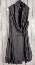 Elan Women Dress M Parachute VTG Gray Wrap Bu...