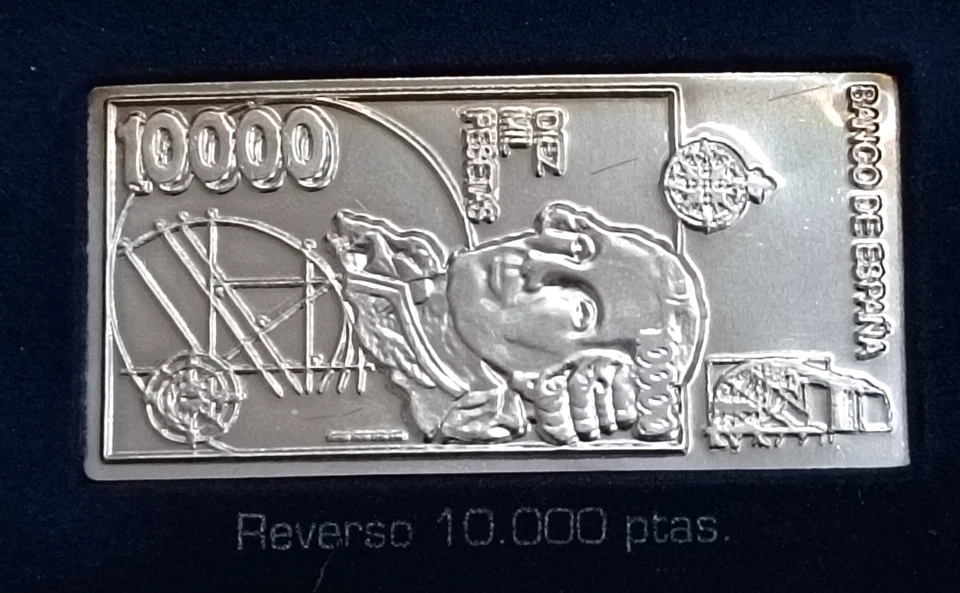 SPAGNA  SERIE DI BANCONOTE  PESETAS IN LAMINA DI ARGENTO PURO 0.999 - Immagine 3 di 4