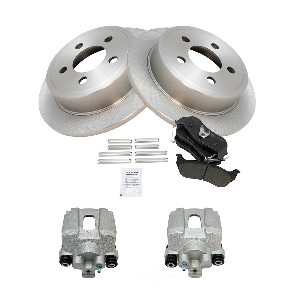 Disc Brake Kit-Semi-Metallic Brake Pad and Rotor Kit with Calipers TRQ ...
