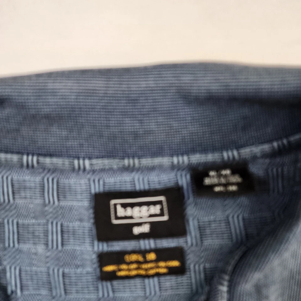 Polo de Golf Haggar Hombres XL Azul Gris Genial Geométrico Cuello Deportivo Preppy Verano Foto 2 de 4