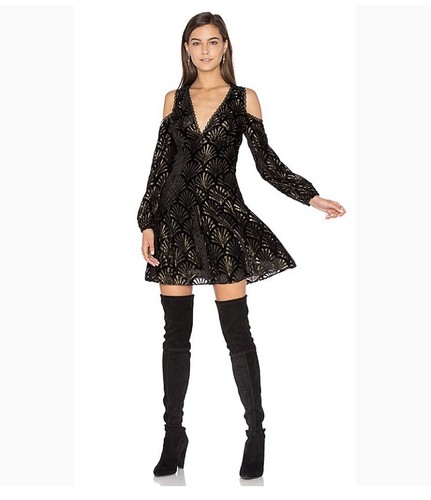 NWT alice + Olivia Aria Black/Gold Cold 