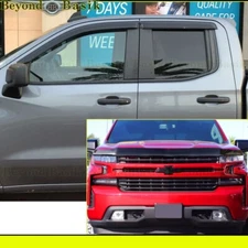 2019-2023 Chevy Silverado 1500 Extended SMOKE Door Rain Vent Visors+Bug Shield