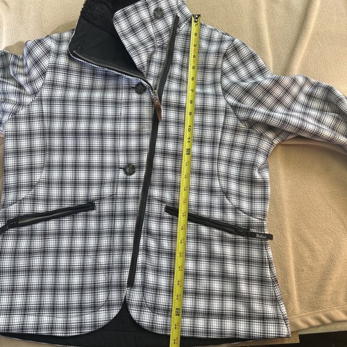 WOOLRICH Coat- Women's Black & White Plaid Asymmetrical Zip Jacket - Size Large - Picture 7 of 12