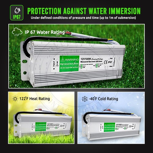 DC 12V 24V LED Trafo Transformator Netzteil Wasserdicht IP67  LED Strip 10-200W - Bild 12 von 98