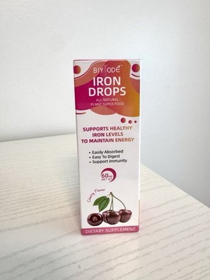 BIYODE Iron Drops All Natural Plant Dietary Supplement CHERRY 60ml SEALED NEW
