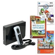 Authentic Wii Console Black + Pick Your Game + Controllers + Cords USA