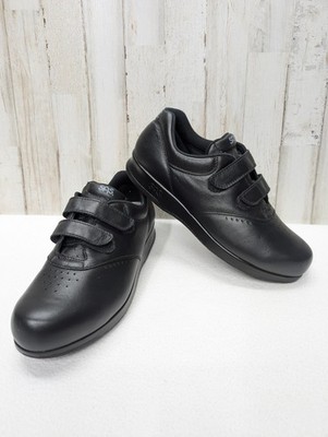 SAS VTO women sz 7.5 M black adjustable leather comfort walking shoes