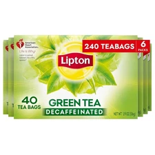Lipton Decaffeinated Green Tea Bags - 6 packs (40 Bags each)