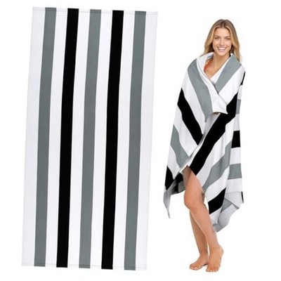Large Oversized Beach Towel - Microfiber Sand Free 35 x 70 Inch Quick Black