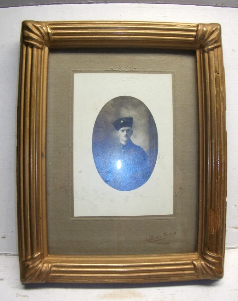Cadre XIXème bois doré 28 X 22 Feuil 24 X 18 cm+verre+ photo - Photo 1/4