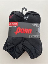Penn Men  s Dry Fresh Low Cut Socks 20 Pairs Black Size 10-13 Athletic Comfort