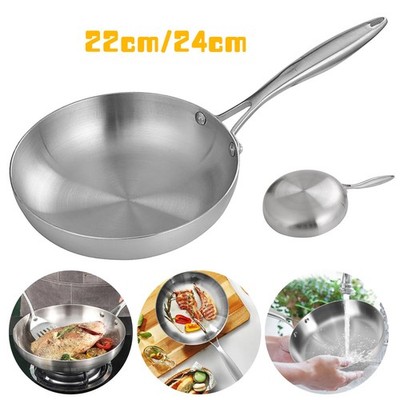 22/24cm Pfanne Bratpfanne | 304 Edelstahl | unbeschichtet Für Induktion & Gas