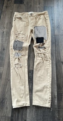 KDNK 11 4 14 11 Jeans Men Skinny Distressed Patchwork Size 34