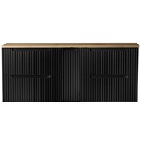 Waschbeckenunterschrank 140Cm Schwarz Eiche Waschtischschrank Badezimmer Schrank
