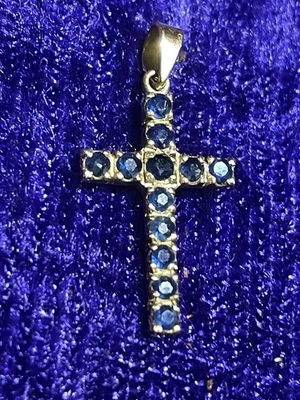 Pendentif Croix En Or 18 Cara Saphirs - Photo 1/4