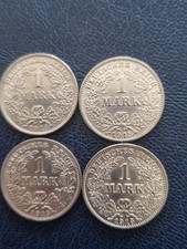 Silber Münzen,4 x 1 Mark ,1915 Deutsches Reich selten,Kaiserreich