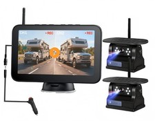 Magnetic Solar Wireless Backup Camera 7'' DVR Kit HD 1080P For RV Trailer Truck