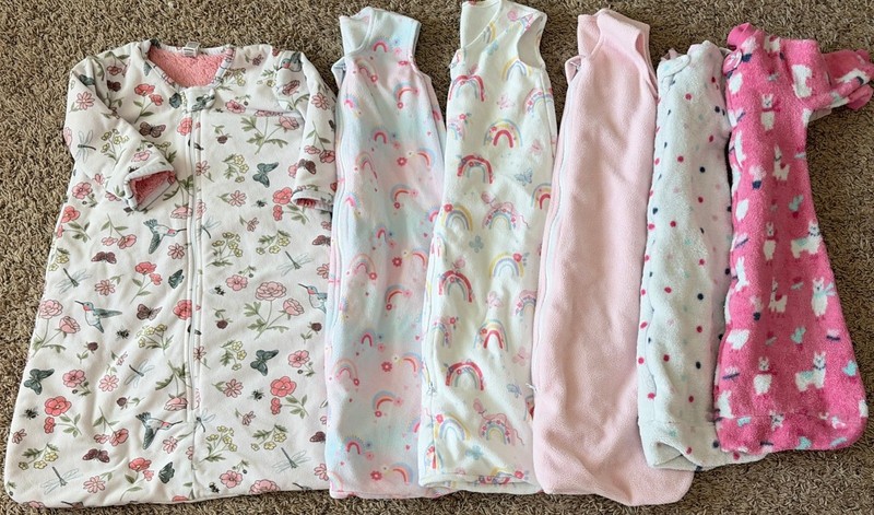 Lot of Baby Girl Sleeping Sacks Lot of 6 Sizes 6-12 Month And 0-9month