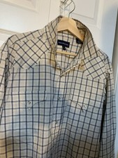Panhandle Slim Shirt Mens XL 17.5 36 Beige Gray Rodeo Western Pearl Snap Cowboy