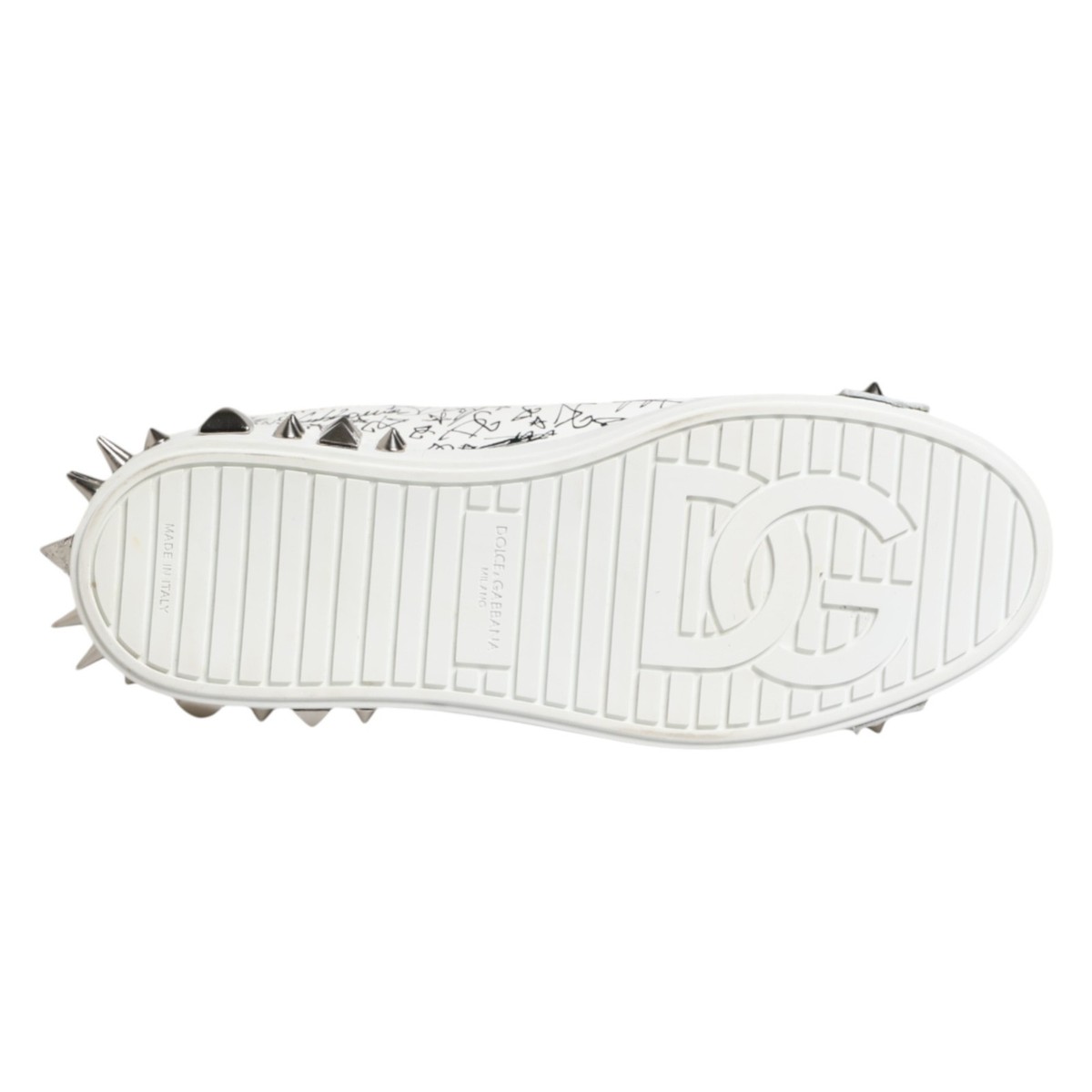 DOLCE & GABBANA Shoes White Portofino Studded Men Sneakers EU41