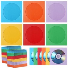 Faccito 240 Pcs Paper Cd Sleeves Colored Bulk 4.92 x 4.92 Inches DVD Sleeves ...