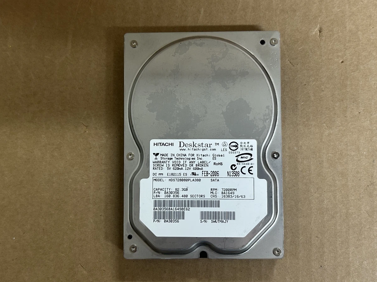 Hitachi Internal Hard Disk Drives 80 GB Storage Capacity for sale