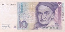 #Federal Republic of Germany 10 Deutsche Mark 1991 P-38 VF Carl Friedrich Gauß