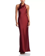 AQUA Charmeuse Halter Neck Long Dress MSRP $228 BLM