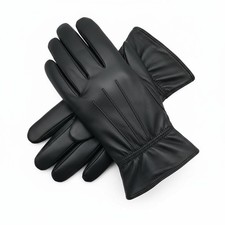 Mens Genuine Super Soft Black Leather Touchscreen Driving  Gloves Fully Lined