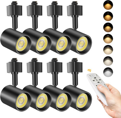 Dimmable Remote Control LED Track Lighting Heads, 10W 800Lm, 8 Pack