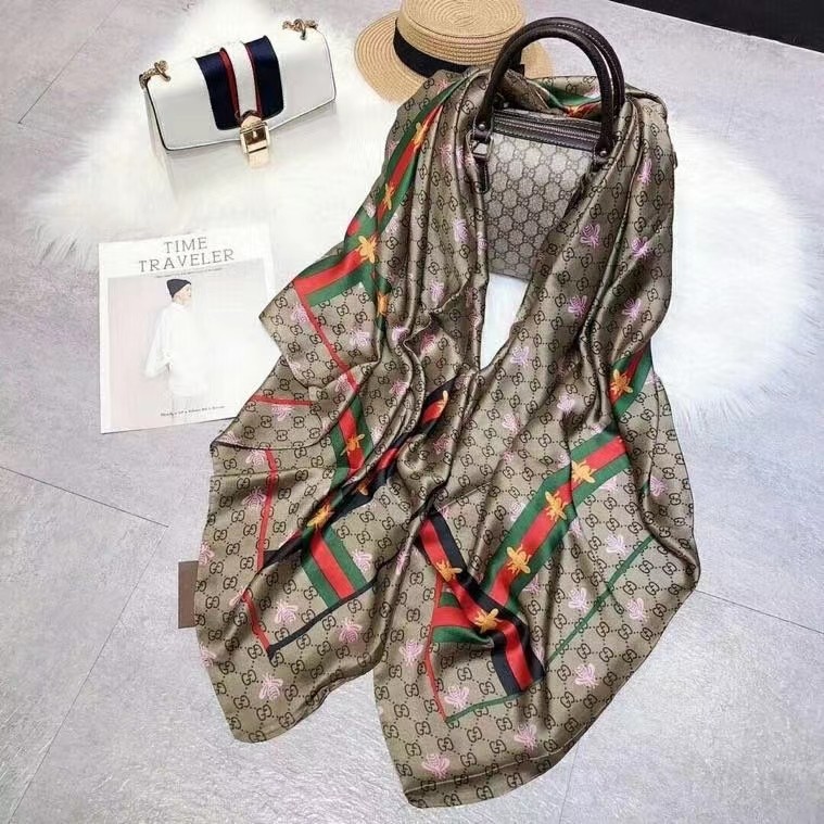 SCARF GUCCI SCARF SHAWL AUTHENTIC 100% SILK BEIGE… - image 2