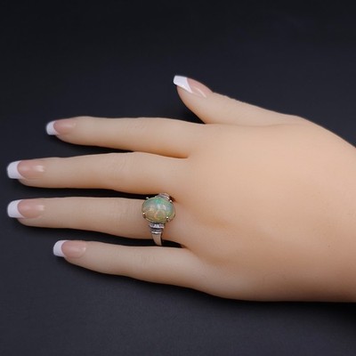 Opal Ring mit Diamant Akzenten Sterlingsilber Gr. 7