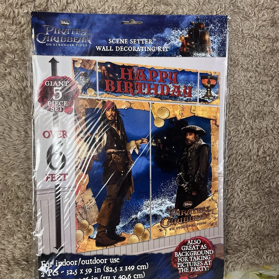 Pirates of the Caribbean Backdrop Poster GIANT 5pc Birthday Party Wall Decor Kit - Image 2 of 4