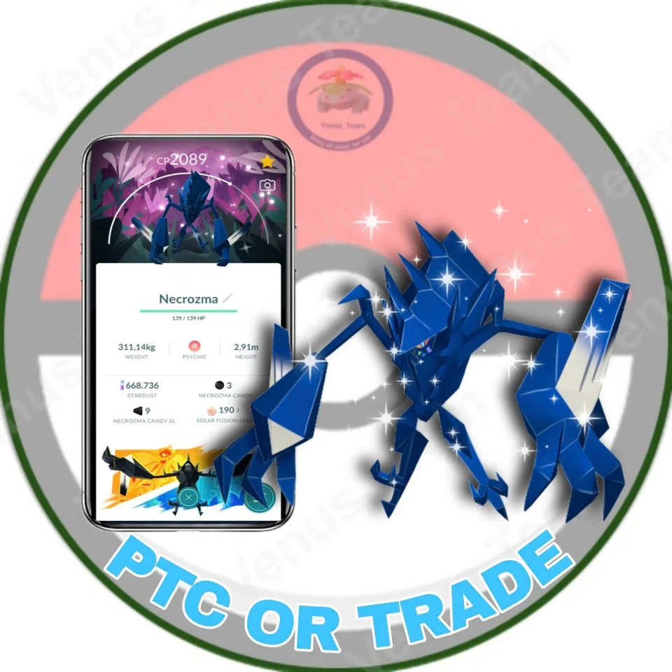 Pokémon Go ✨ Shiny Necrozma mit Spezial Hintergrund ✨ PTC 80K ODER 1Mil Staub