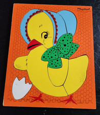 Vintage Playskool Orange Chick Wooden Puzzle ...