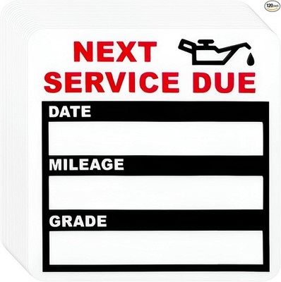 120 PCS Oil Change Stickers, 2x2 Inches Next Service Due Labels Static Cling Win