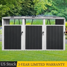 Garbage Bin Shed Outdoor Metal Bin Shed Stores 3 Trash Cans Galvanized Steel