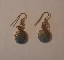 Gold-Tone Blue Shell Earrings