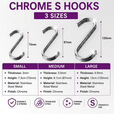 S Hooks Stainless Steel Kitchen Meat Pan Utensil Cloth Hanger Hanging In 3 size