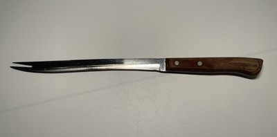 Vtg Flint Arrowhead Stainless Vanadium Kitchen Knife 9  Slicing Carving Fork Tip