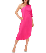 Vince Camuto NEW Womens Small Hot Pink One Shoulder 3/4 Sleeve Caftan Midi Dress