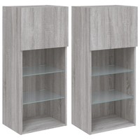 Tv-SchräNke Mit Led-Leuchten 2 Stk. Grau Sonoma 40,5X30X90 Cm