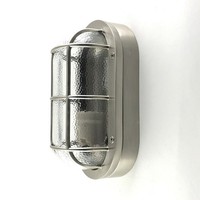 Feuchtraumlampe Oval E27 Glas Messing IP64 B: 23 Cm Nickel Maritim Leuchte Wand