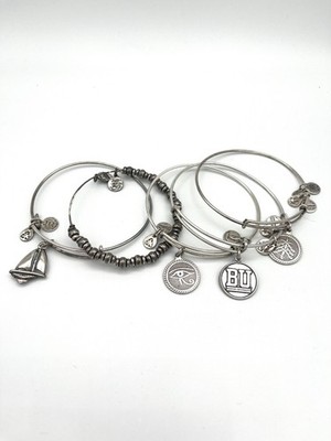 Alex and Ani Raphaelian Silver Charm Bracelets Lot Of 5 - Vintage 2000s Signed