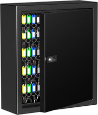 Lock Key Cabinet with Storage: 131-Keys Steel Wall Mount Key Cabinet Organizer -