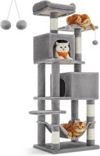 61" Cat Tree Tower Plush Multi-Level Cat Condo with 5 Scratching Posts 2 Perches