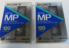 Sony Metal 8mm Video 8 Blank Video Cassettes 120Min P6-120MP NEW LOT OF 2 TAPES