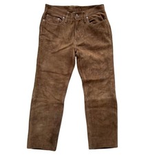 Vintage Polo Ralph Lauren Fully Lined Brown Leather Suede Pants Size 32x25