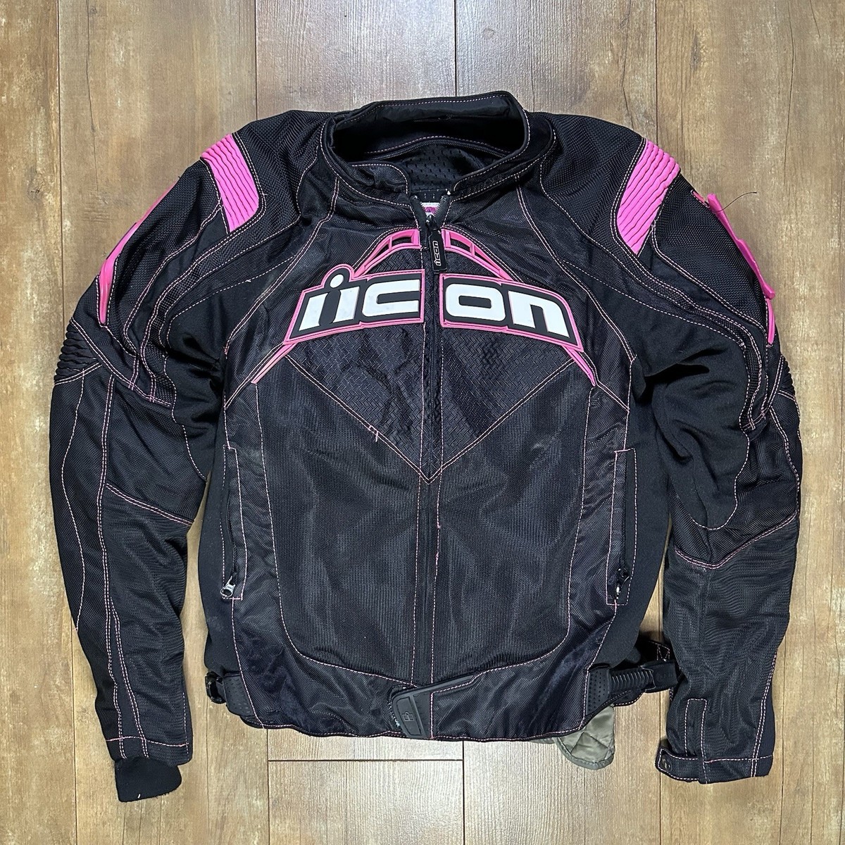 Icon Womens Black / Pink Contra Jacket - Size Large | eBay